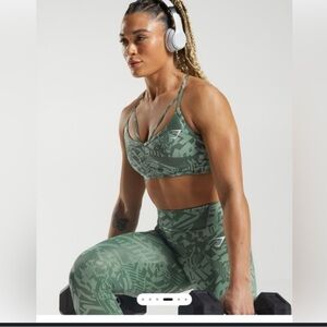 BN Gym Shark Set in sage green geometric print